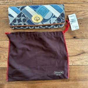 Authentic Coach Carly Denim patchwork clutch